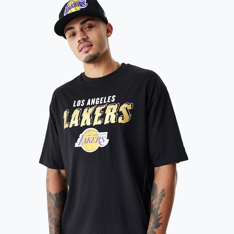 Maglietta New Era Team Script OS Uomo Los Angeles Lakers nero 3