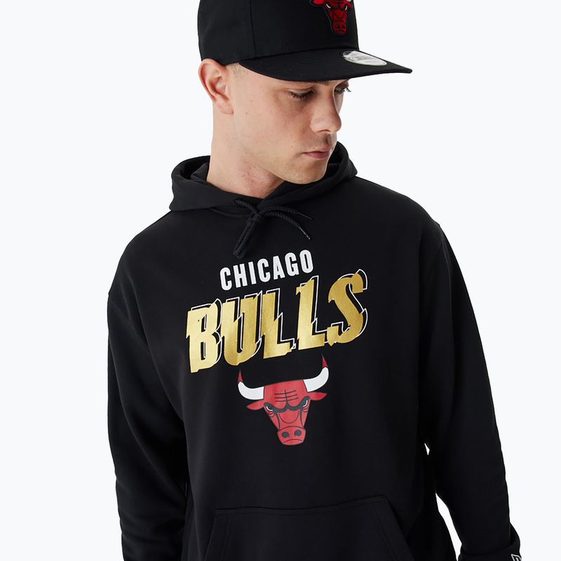 Felpa New Era Team Script OS Hoody Chicago Bulls uomo nero 5