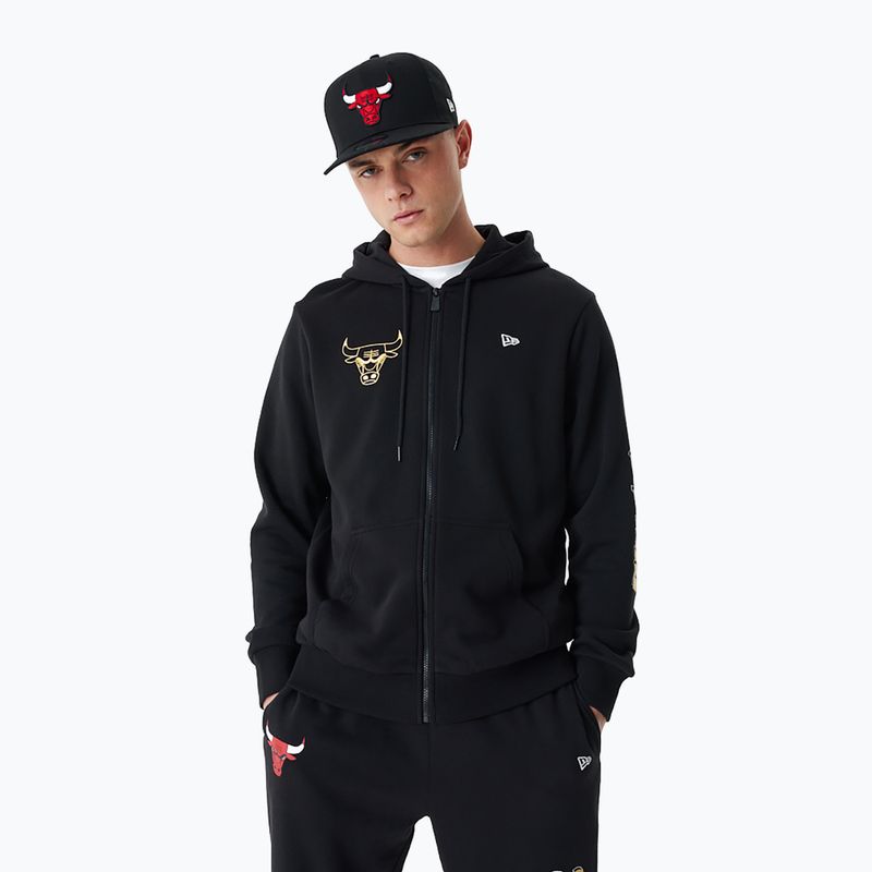 Felpa New Era Team Script FZ Uomo con cappuccio Chicago Bulls nero