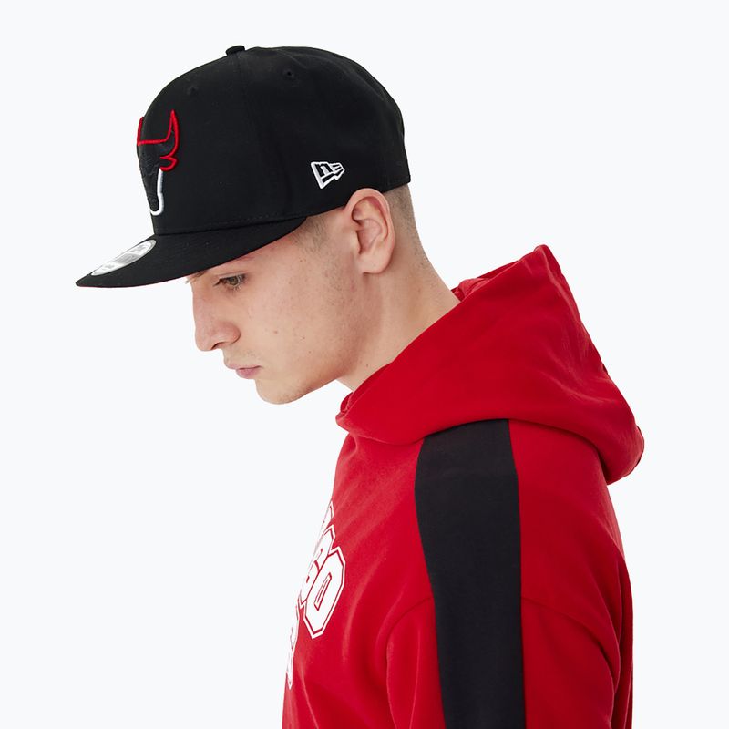 Felpa con cappuccio New Era NBA Large Graphic OS Chicago Bulls rosso da uomo 6