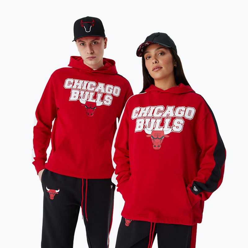 Felpa con cappuccio New Era NBA Large Graphic OS Chicago Bulls rosso da uomo 8