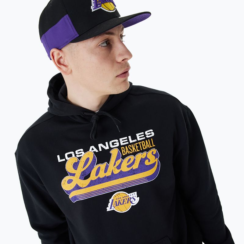Felpa con cappuccio New Era NBA Graphic OS Los Angeles Lakers nera da uomo 4