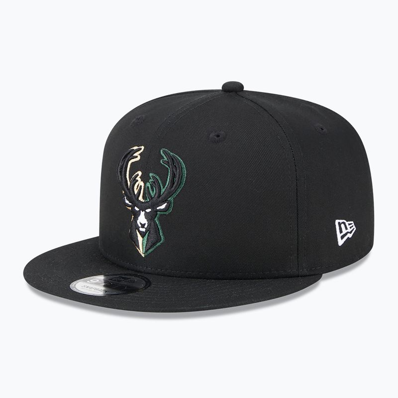 Cappello New Era Split Logo 9Fifty Milwaukee Bucks nero 2