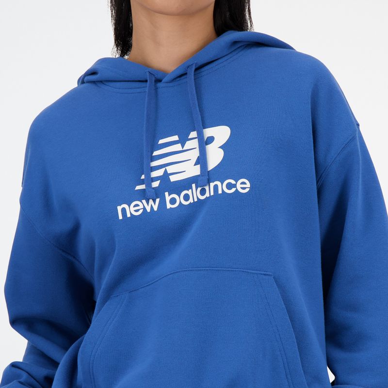 Felpa con cappuccio New Balance French Terry Stacked Logo Donna blueagat 4