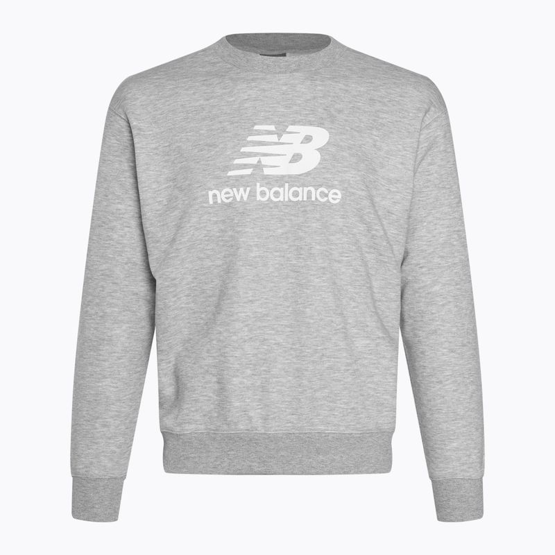 Felpa New Balance Stacked Logo French Terry Crew uomo grigio atletico 3