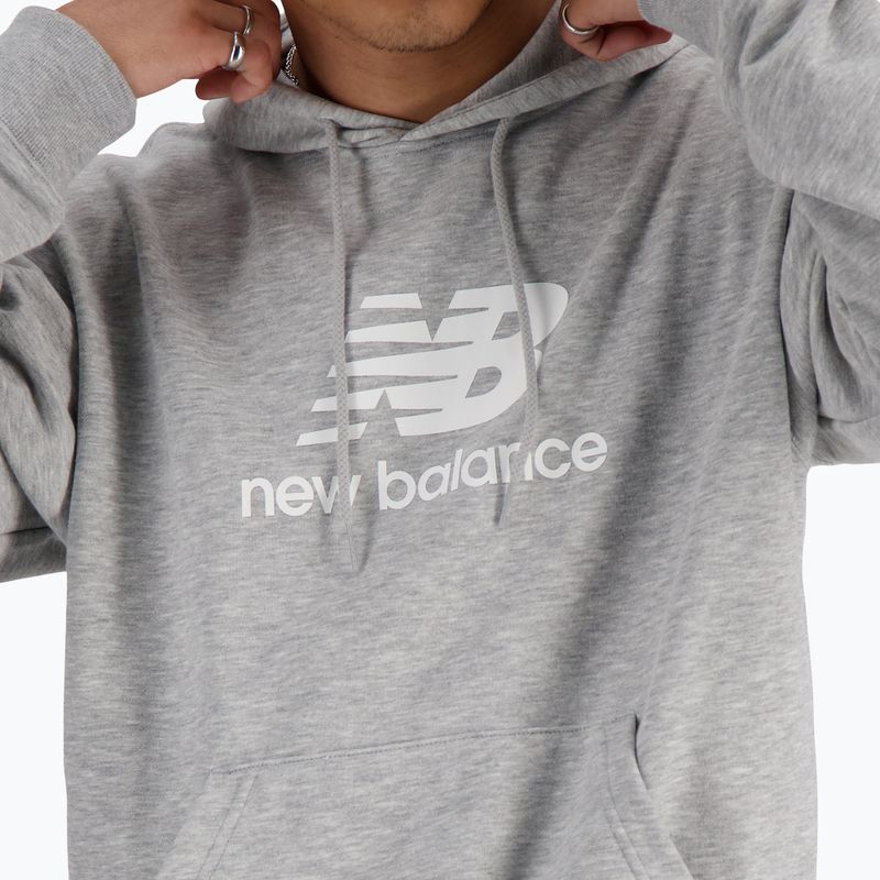 Felpa con cappuccio New Balance Stacked Logo French Terry grigio atletico da uomo 10