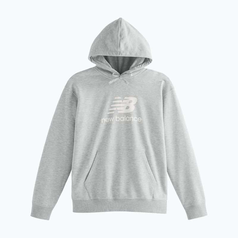 Felpa con cappuccio New Balance Stacked Logo French Terry grigio atletico da uomo 3