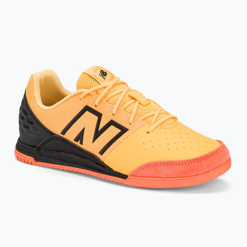 Scarpe da calcio per bambini New Balance Audazo Command JNR v6 IN bianco pesca