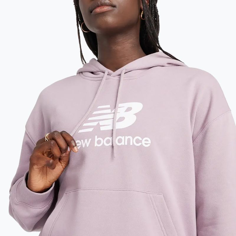 Felpa con cappuccio New Balance French Terry Stacked Logo Donna - Vino ghiaccio 4