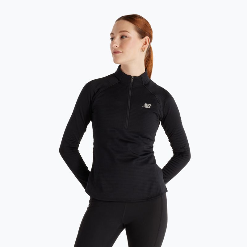 Donna New Balance Athletics Heat Grid 1/2 Zip nera da running a maniche lunghe