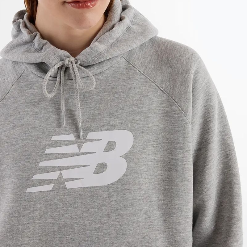 Felpa con cappuccio New Balance donna in pile grigio atletico 5