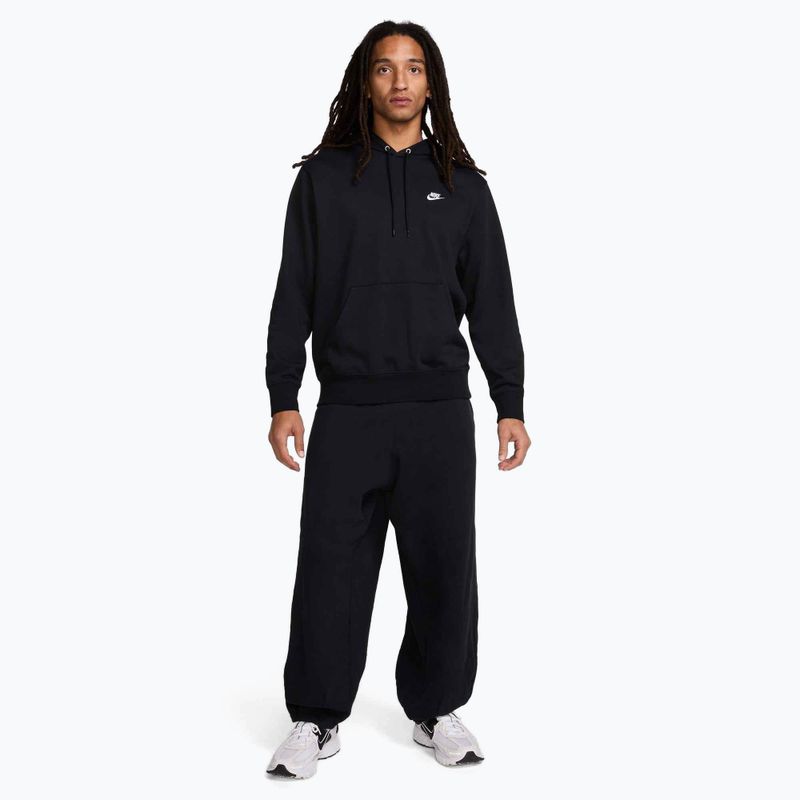 Felpa con cappuccio Nike Club French Terry Uomo nero/nero/bianco 2