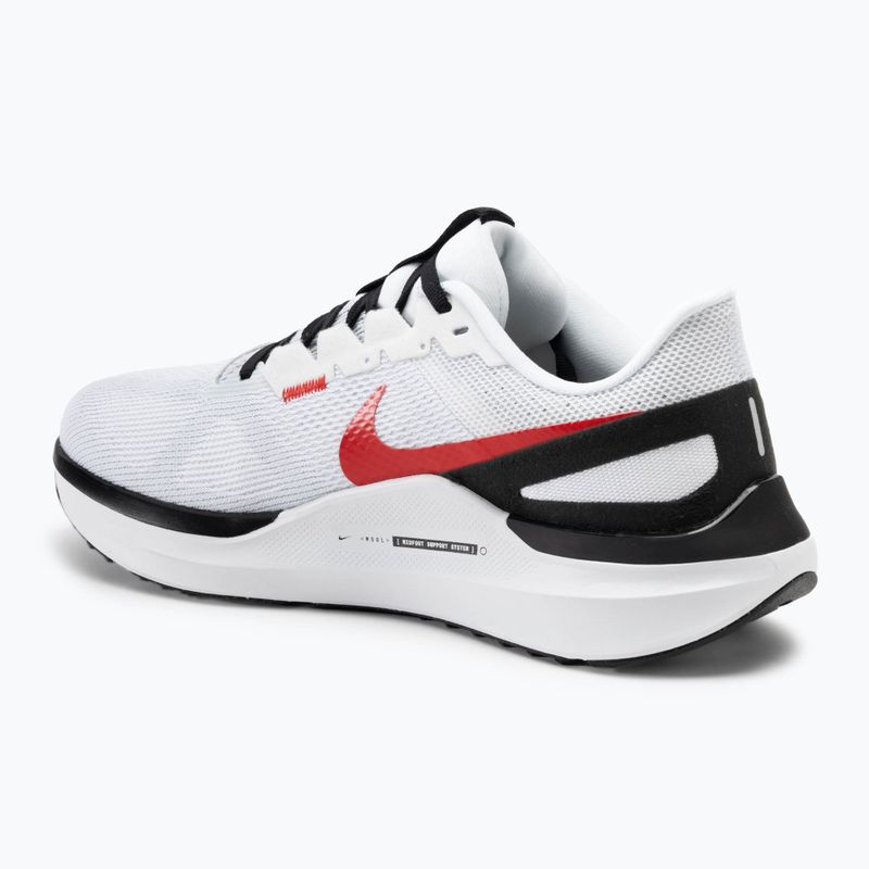 Nike Structure 25 uomini scarpe da corsa bianco / nero / luce mmoke grey / rosso fuoco 3