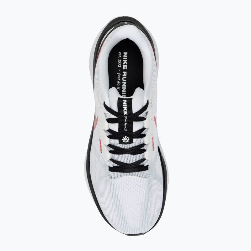 Nike Structure 25 uomini scarpe da corsa bianco / nero / luce mmoke grey / rosso fuoco 5