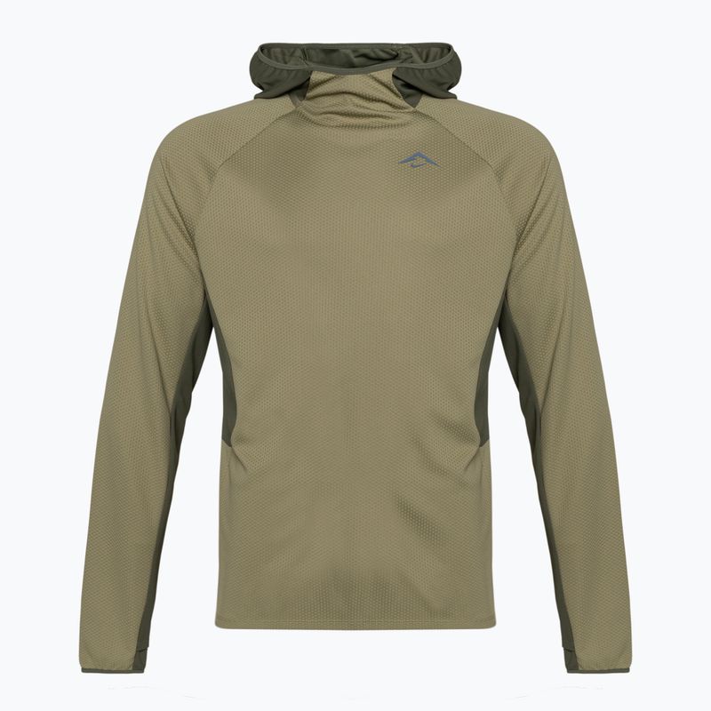 Felpa con cappuccio Nike Trail Dri-Fit UV LS Uomo oliva neutra/oliva media/lilla a maniche lunghe da corsa