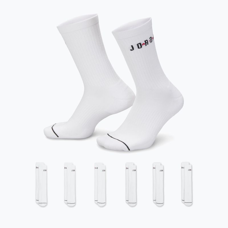 Calze  Jordan Everyday Crew 6 pairs white/gym red/black 8