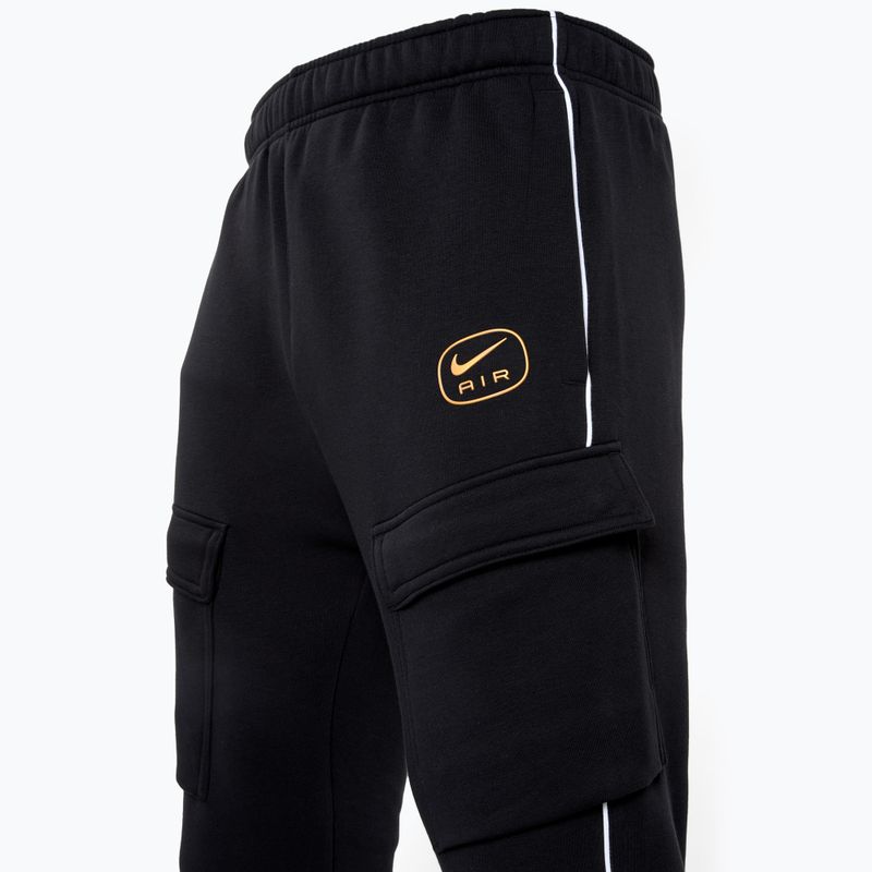 Pantaloni Nike Air Fleece Cargo da uomo nero/oro metallizzato 3