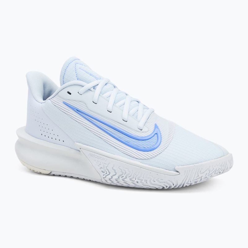 Nike precisione 7 calcio grigio / puro platino / polvere di prugna / impulso reale uomini scarpe da basket