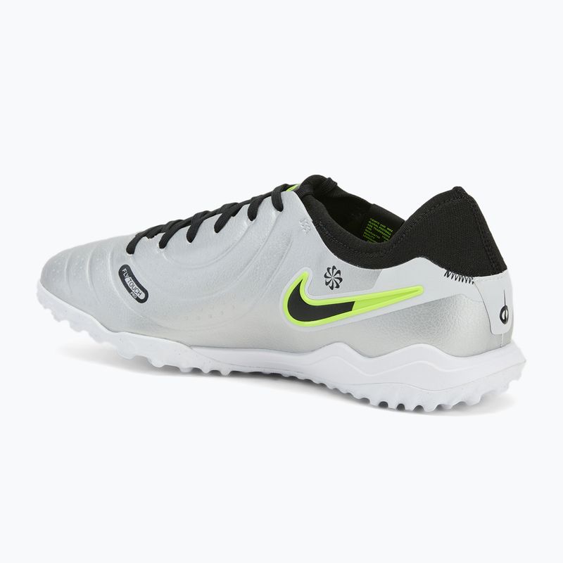 Scarpe da calcio da uomo Nike Tiempo Legend 10 Pro TF argento metallico/volt/nero 3