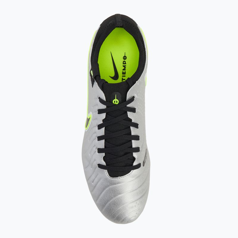 Scarpe da calcio da uomo Nike Tiempo Legend 10 Pro FG argento metallico/volt/nero 5