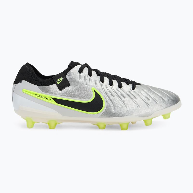Nike Legend 10 Pro Ag-Pro uomini scarpe da calcio argento metallico / volt / nero 2