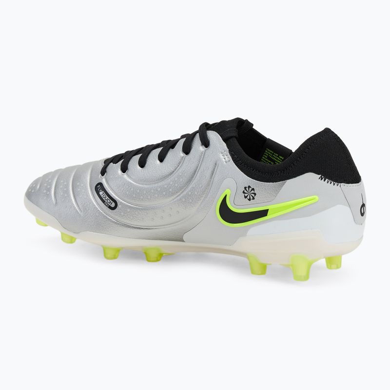 Nike Legend 10 Pro Ag-Pro uomini scarpe da calcio argento metallico / volt / nero 3