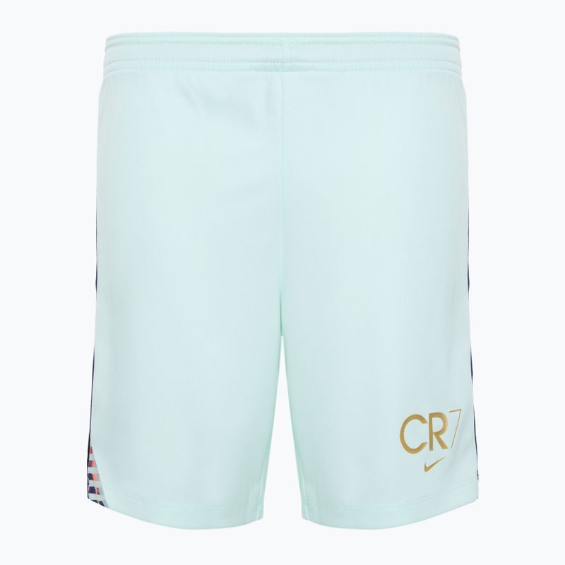 Pantaloncini da calcio Nike CR7 Academy Dri-FIT da bambino appena verdi/blu void/oro metallizzato