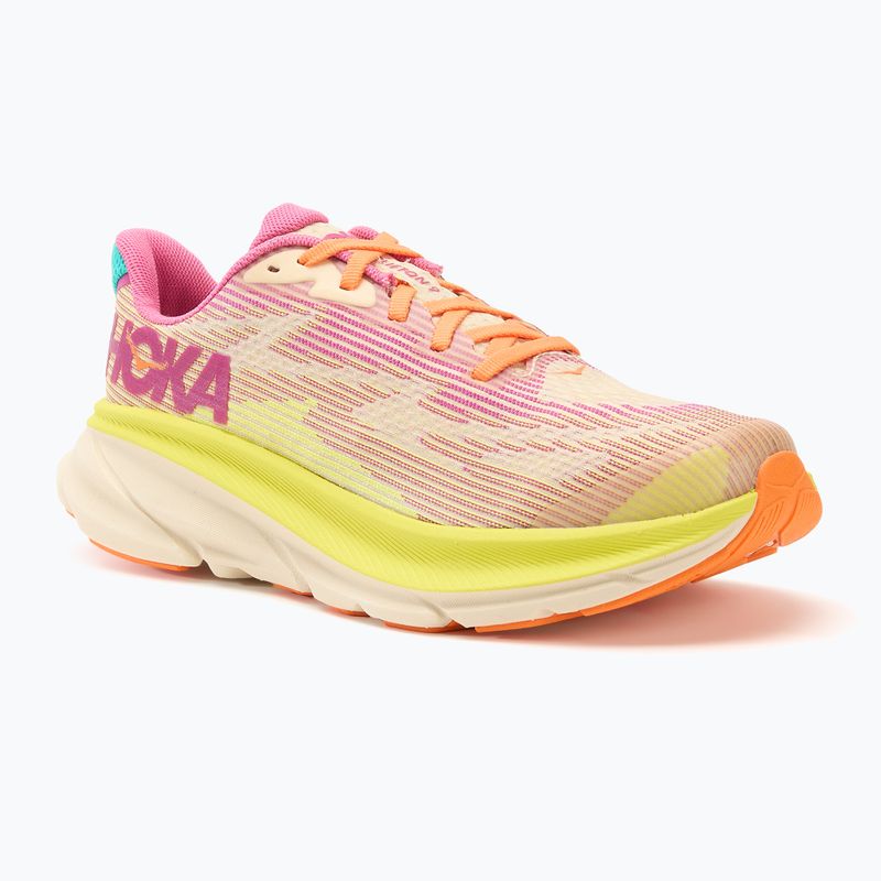 HOKA Clifton 9 scarpe da corsa fucsia/vaniglia per bambini