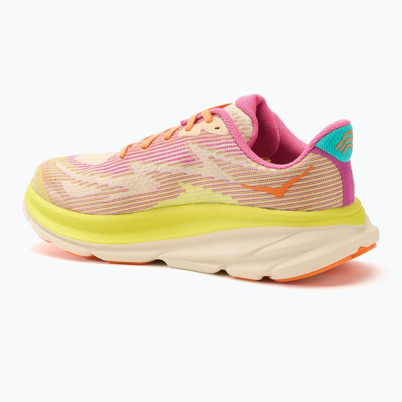 HOKA Clifton 9 scarpe da corsa fucsia/vaniglia per bambini 3