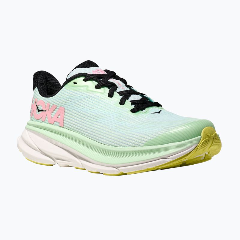 HOKA Clifton 9 scarpe da corsa per bambini in fluorite e neve fondente