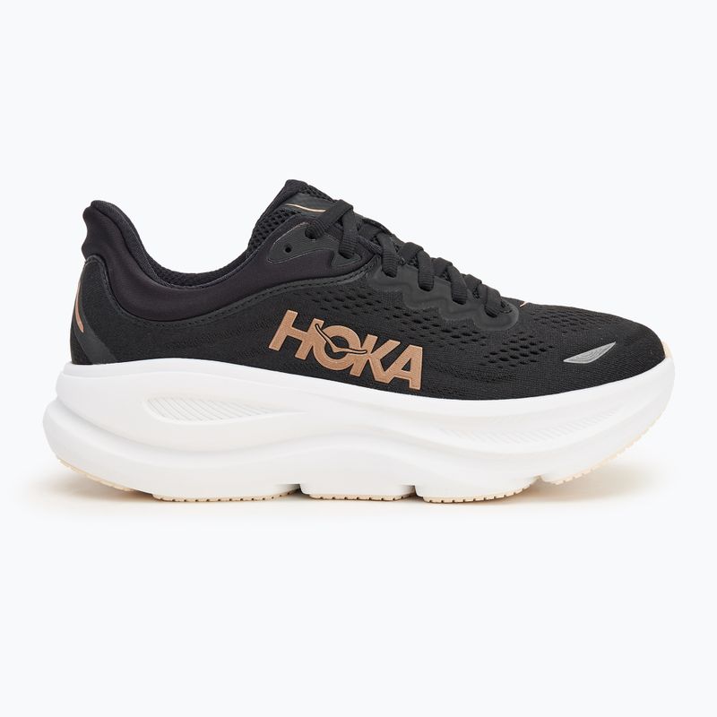 Scarpe da corsa da donna HOKA Bondi 9 nero/oro rosa 2