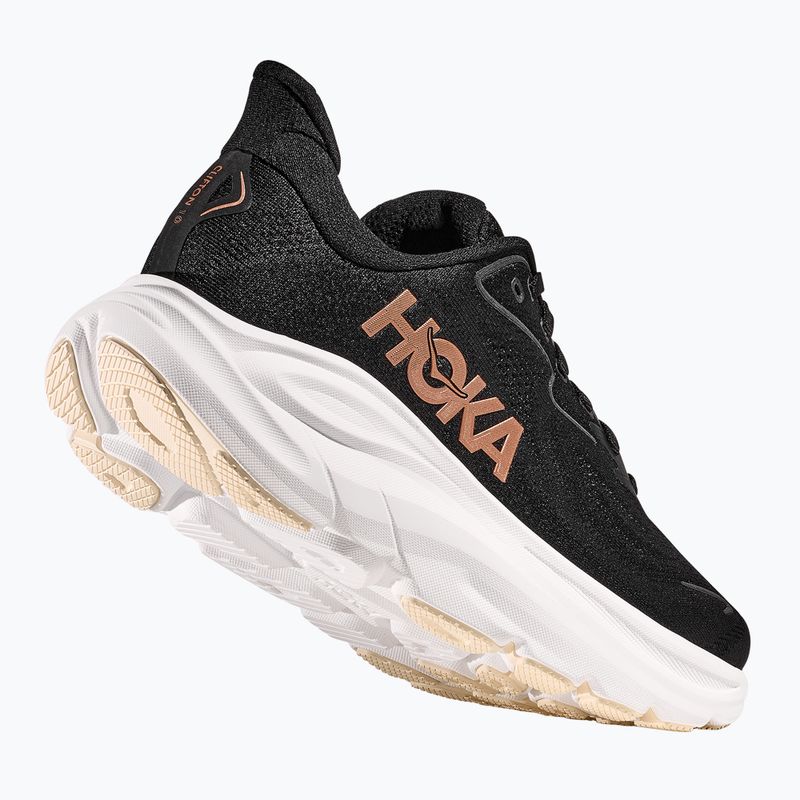 Scarpe da corsa da donna HOKA Clifton 10 nero/oro rosa 9