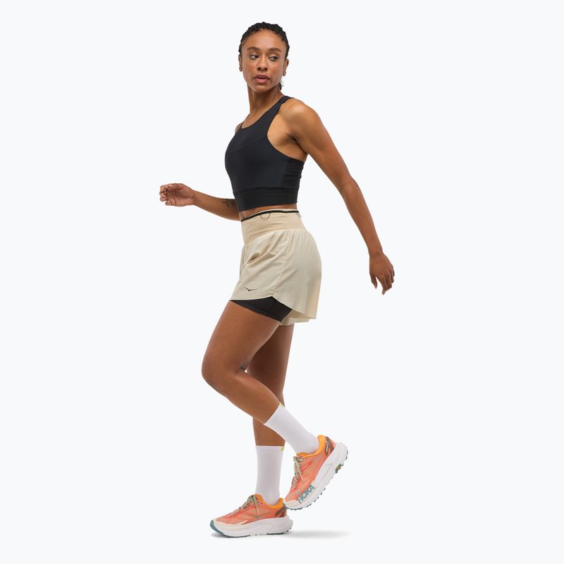 Pantaloncini da corsa da donna HOKA Skyglide oatmeal 2