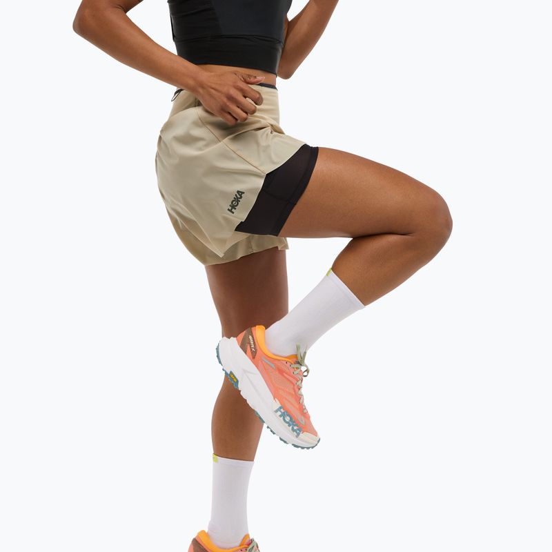Pantaloncini da corsa da donna HOKA Skyglide oatmeal 4