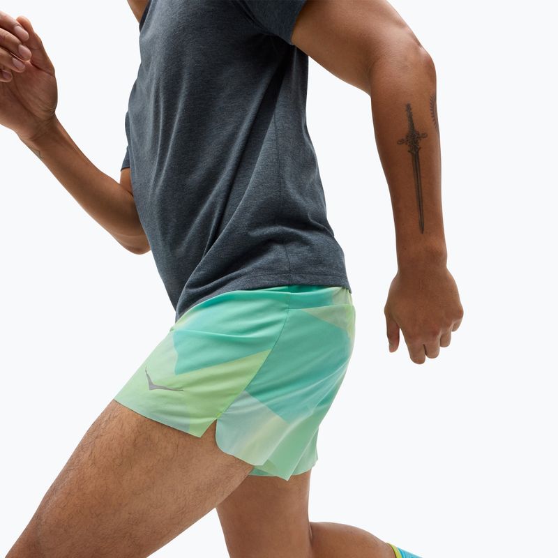 Pantaloncini da corsa HOKA Glide With Brief 5" da uomo con nebbia di mela crostata 4