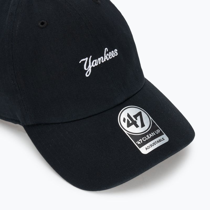 47 Brand MLB New York Yankees Base Runner Script CLEAN UP cap nero 3