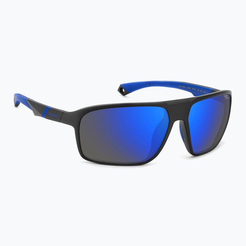 Polaroid PLD 7058/S nero opaco blu/specchio blu polarizzato hc da uomo