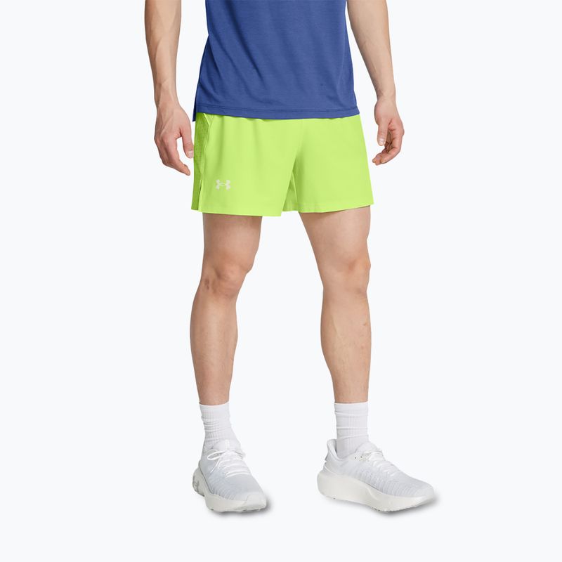 Pantaloncini da corsa Under Armour Launch Elite 5" verde morph/verde morph/riflettente da uomo