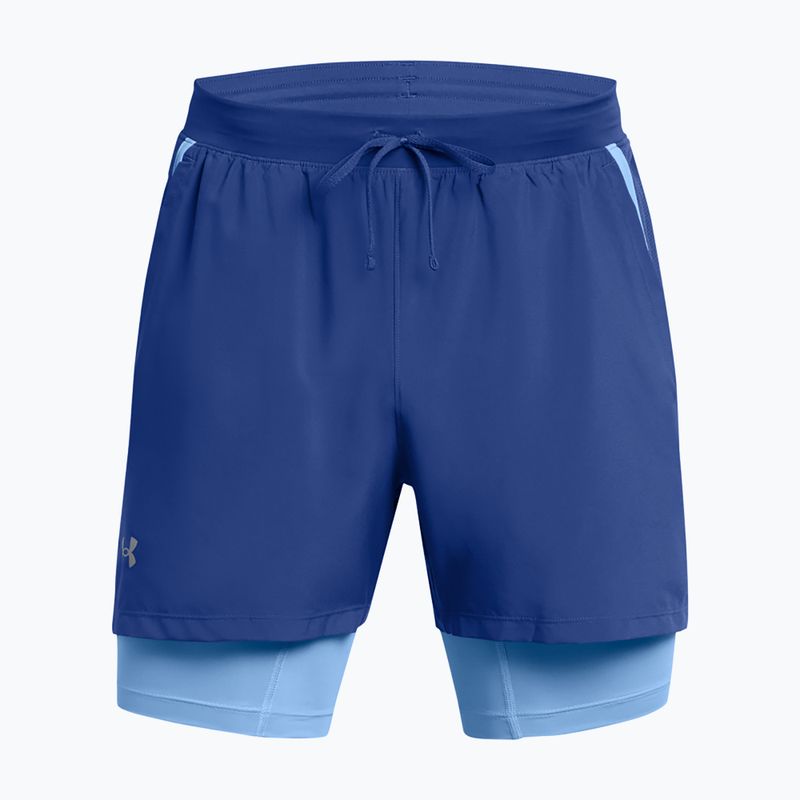 Pantaloncini da corsa Under Armour Launch 5" da uomo 2in1 blu tech/blu orizzonte/riflettente