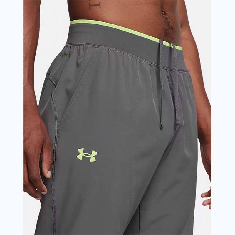 Pantaloni da corsa Under Armour Storm Run castlerock / verde morhp / riflettenti da uomo 5