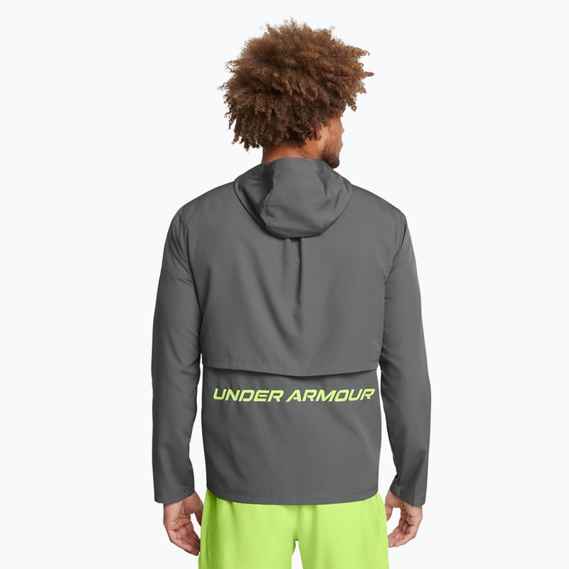 Giacca da corsa Under Armour Storm Run da uomo con cappuccio, color castlerock/verde morfina/riflettente 2