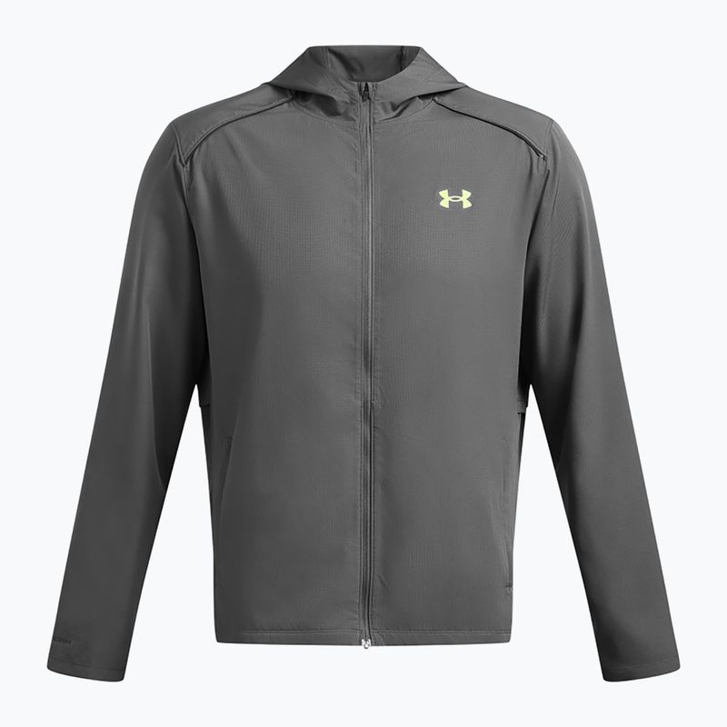 Giacca da corsa Under Armour Storm Run da uomo con cappuccio, color castlerock/verde morfina/riflettente 3