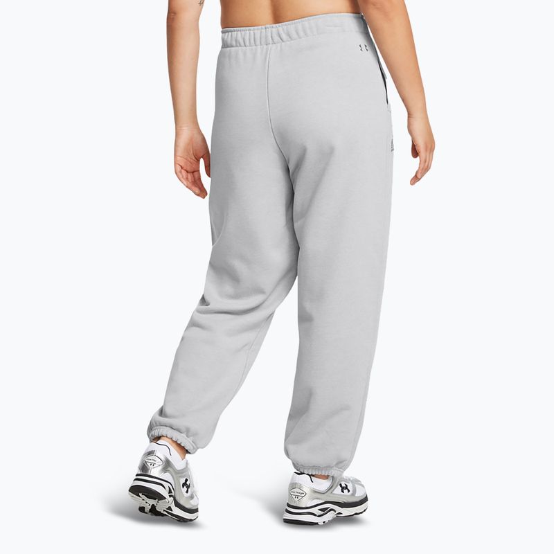 Pantaloni Under Armour da donna Icon Heavyweight Terry Oversized mod grigio erica chiara/verde bosco 3