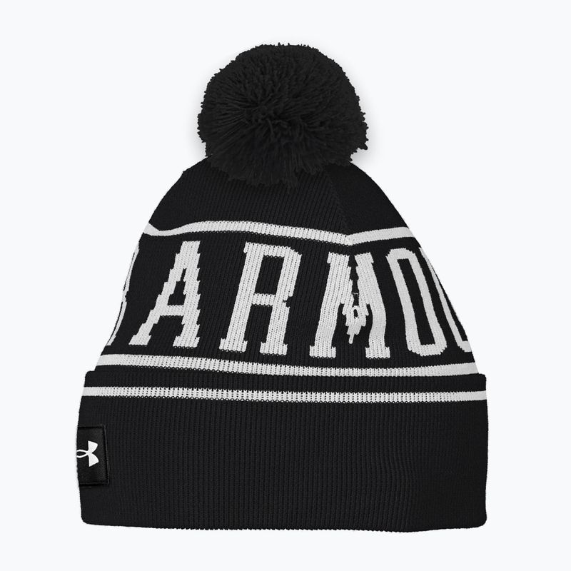 Berretto invernale Under Armour da uomo Halftime Pom Beanie nero/bianco/bianco 4