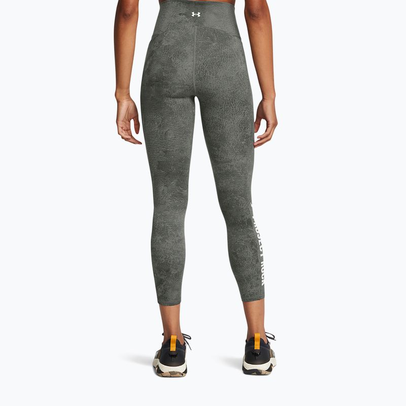 Leggings da allenamento Under Armour Project Rock donna verde argilla / limo 3