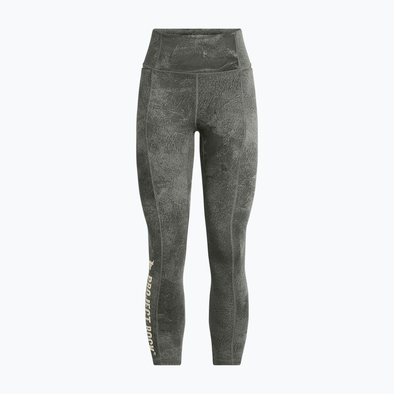 Leggings da allenamento Under Armour Project Rock donna verde argilla / limo 5