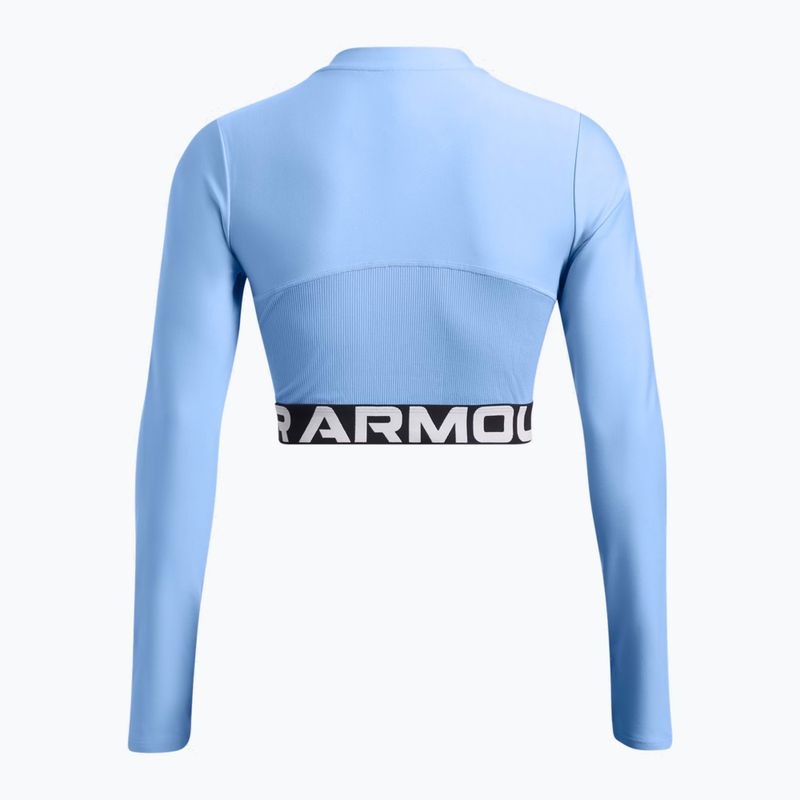 Top da allenamento Under Armour Heat Gear Rib 1/4 Zip donna horizon blu/bianco 2