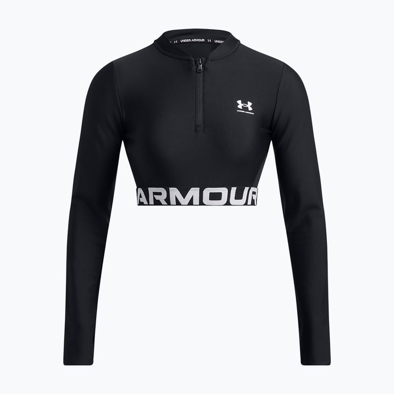 Top da allenamento Under Armour Heat Gear Rib 1/4 Zip donna nero/nero/bianco 2