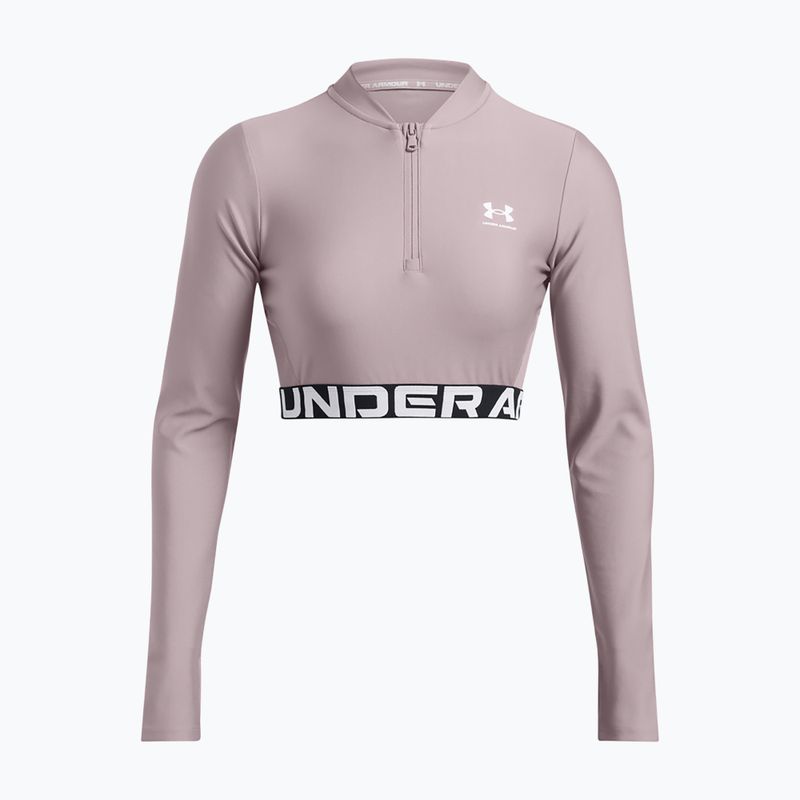 Top da allenamento Under Armour Heat Gear Rib 1/4 Zip tetra grigio/bianco da donna 3