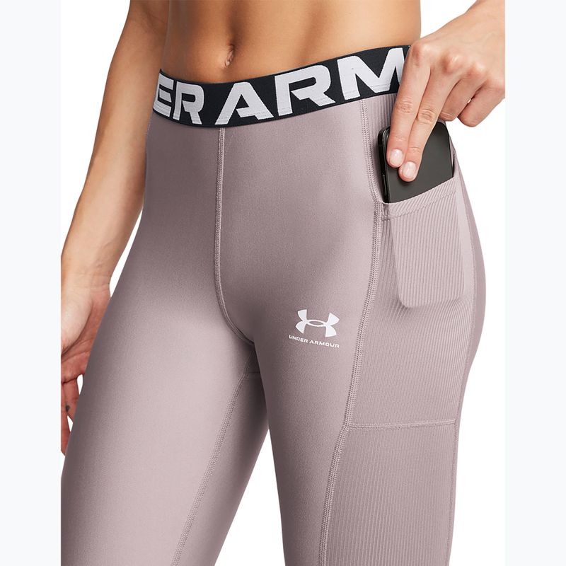 Leggings da allenamento Under Armour HeatGear Rib tetra grigio/bianco da donna 4